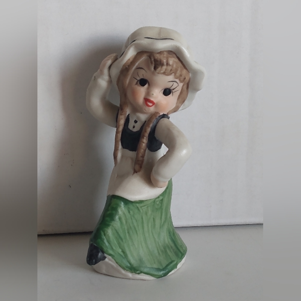 Vintage Ceramic Dancing Leprechaun Pixie Elf Girl